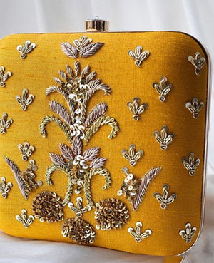 Yellow Embroidered Clutch image 1