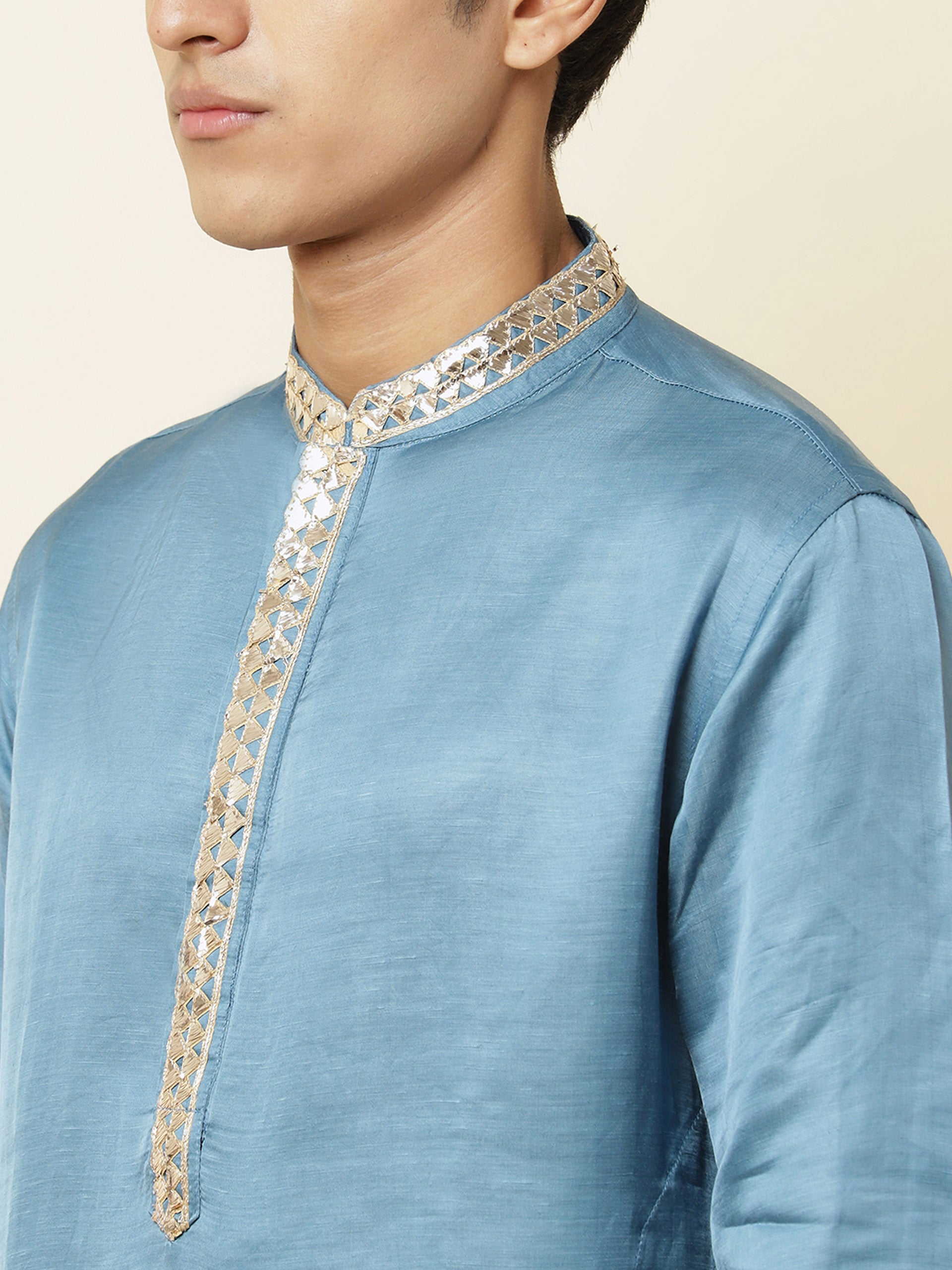 Blue Satin Kurta image 1