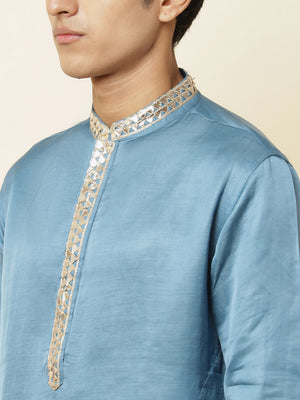 Blue Satin Kurta image 1