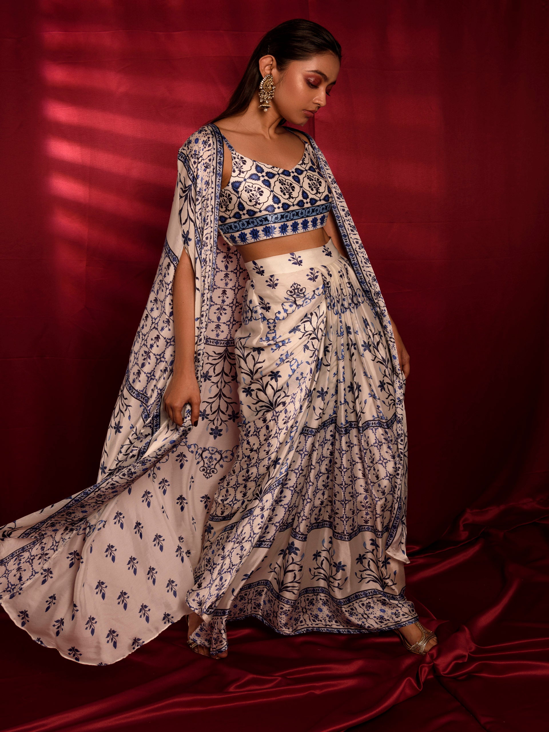 Dhoti Skirt Set In Moroccan Print image 2