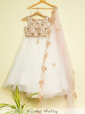 Ivory and Pink Zardosi Lehenga Set - Custom image