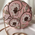 Pink Round Embroidered Clutch image 0