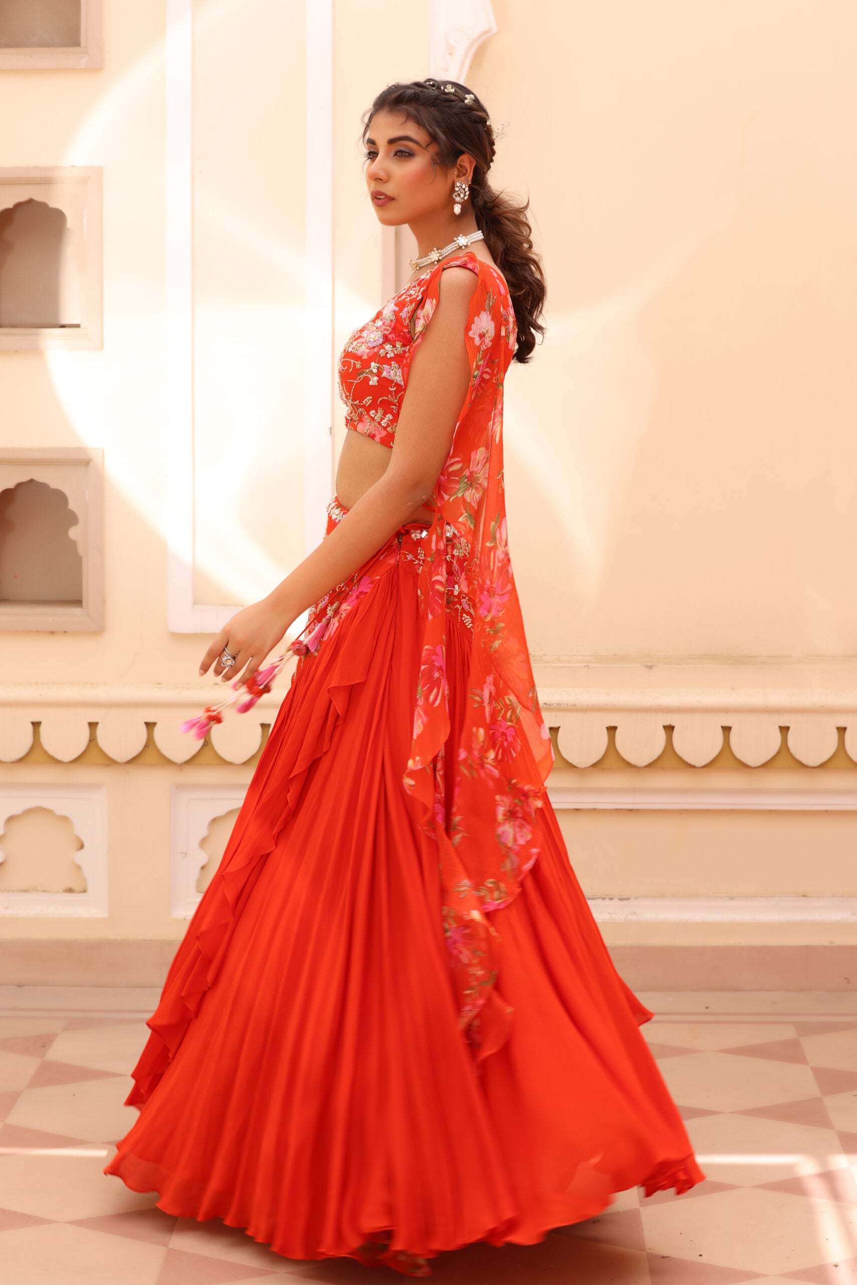 Georgette crepe lehenga image 14