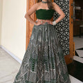 Green Metallic Sequins Georgette Lehenga Set image 0