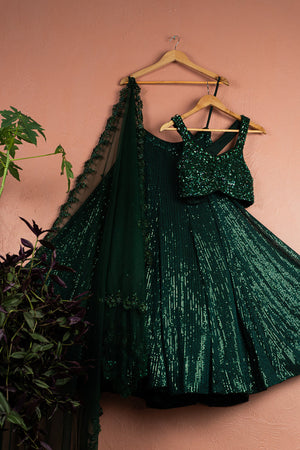 Jade Green Sequin Lehenga Set - Custom image
