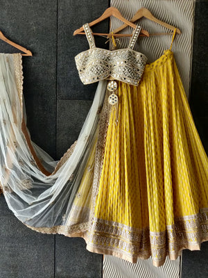 Yellow Mirror Bustier Lehenga image 0