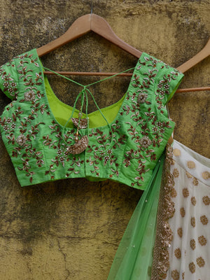 Green and Ivory Ruffle Lehenga image 2