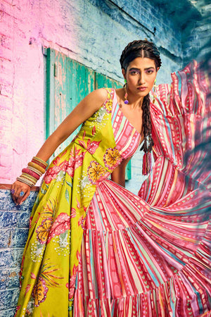 Candy Colour Printed Embraided Skirt Set image 2