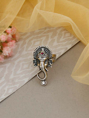 Ganesh Oxidized Adjustable Ring image 1