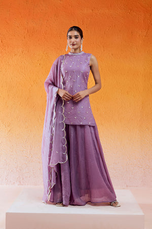 Lavender Embroidered Sharara Set - XL image