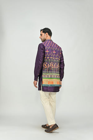 Plum Butta Half Jacket Kurta Pant Set image 3