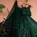 Jade Green Sequin Lehenga Set image 0