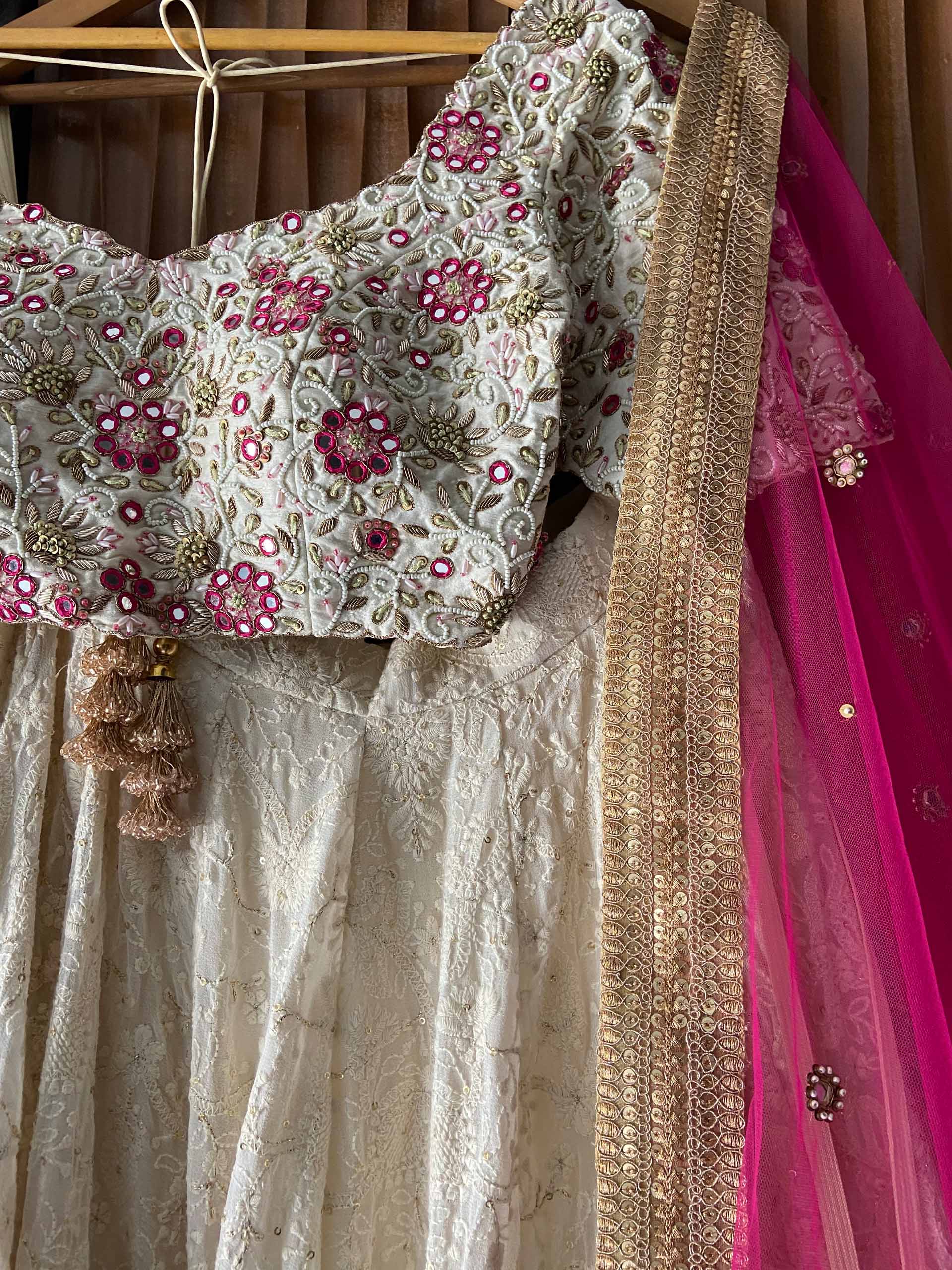 Ivory and Fuchsia Bridal Lehenga Set image 1