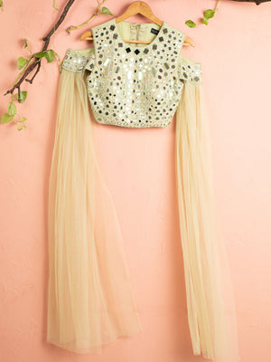 Sage Green Mirror Sharara Set image 3