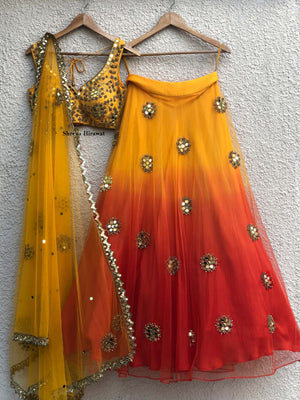 Mango-Orange Ombre Lehenga - XS image