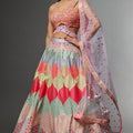 Multi Colored Woven Fabric Embroidered Lehenga Set image 0