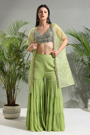 Olive Green Sharara Set image 1