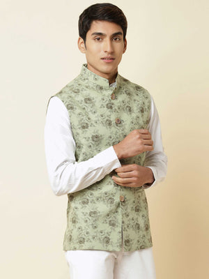 Green Rose Print Bundi Jacket image 4