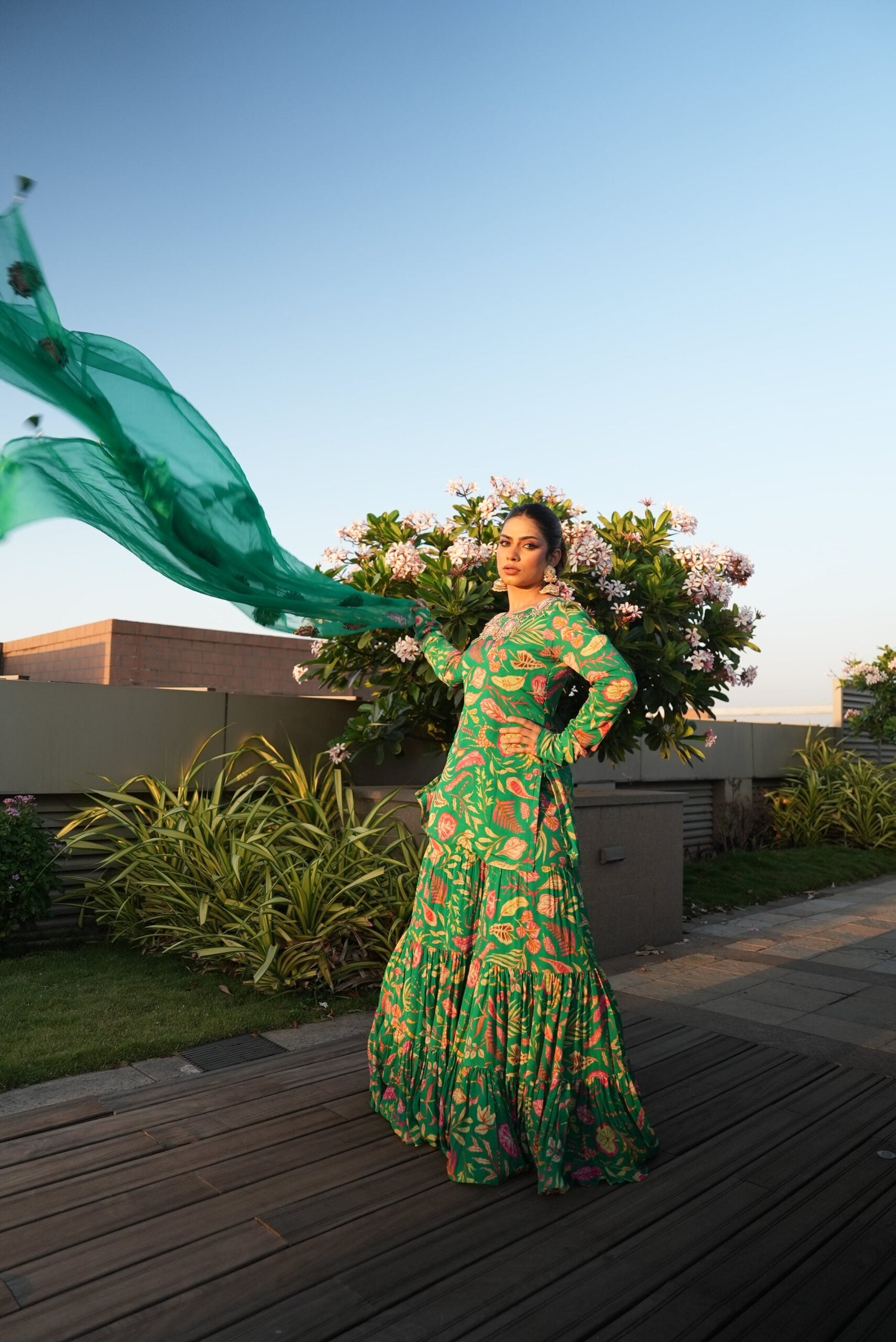 Elevated Pine Green Gharara Set image 3