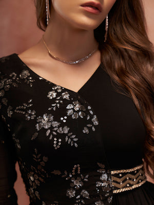 Black Asymmetric Flared Pant Set image 4