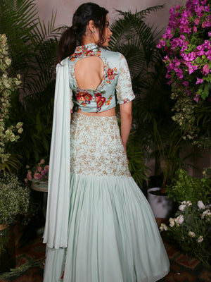 Sea Green Silhouette Lehenga image 2