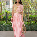 Pink Saanjh Drape Saree Set image 0