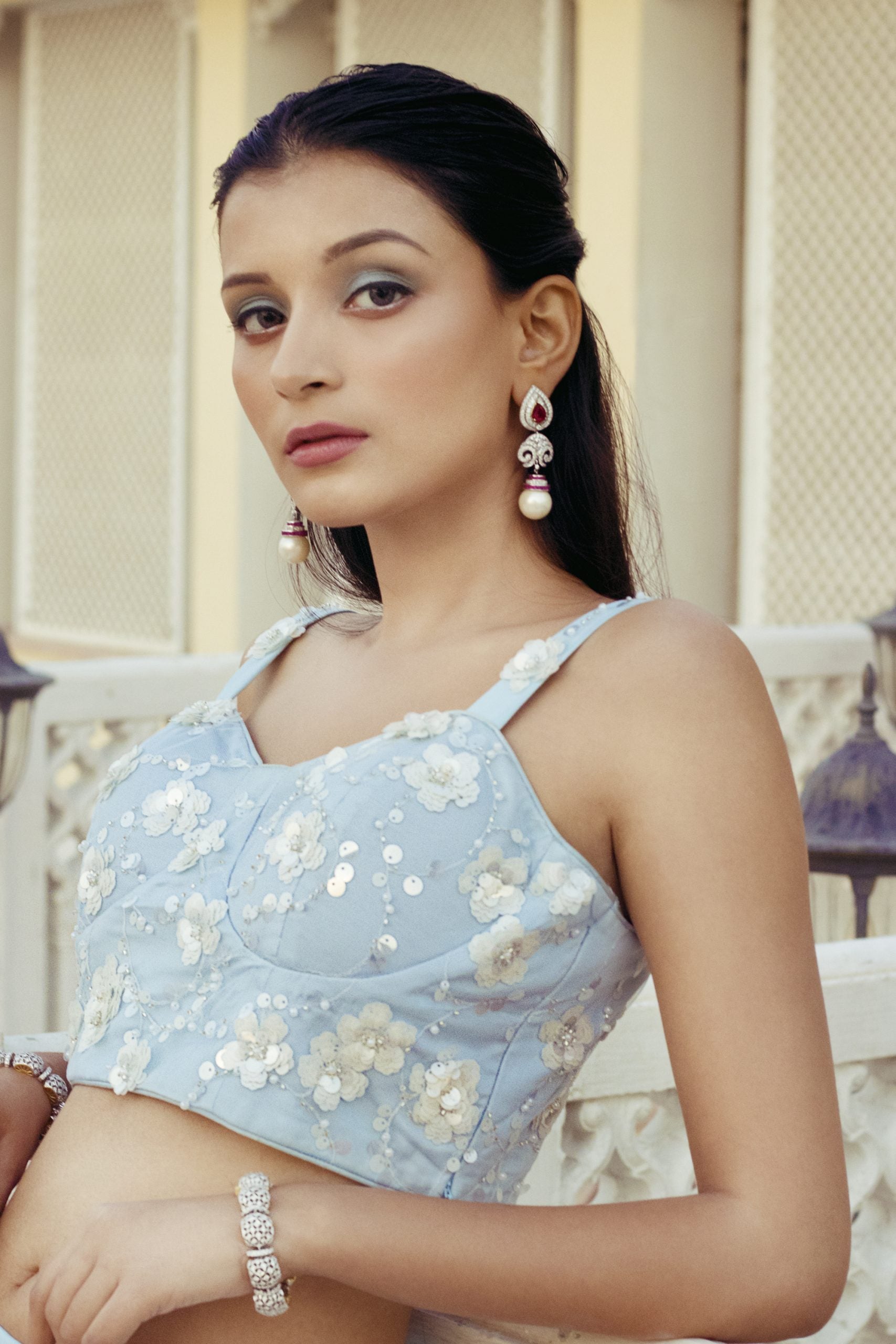 Powder Blue Bustier with Tulle Skirt image 1