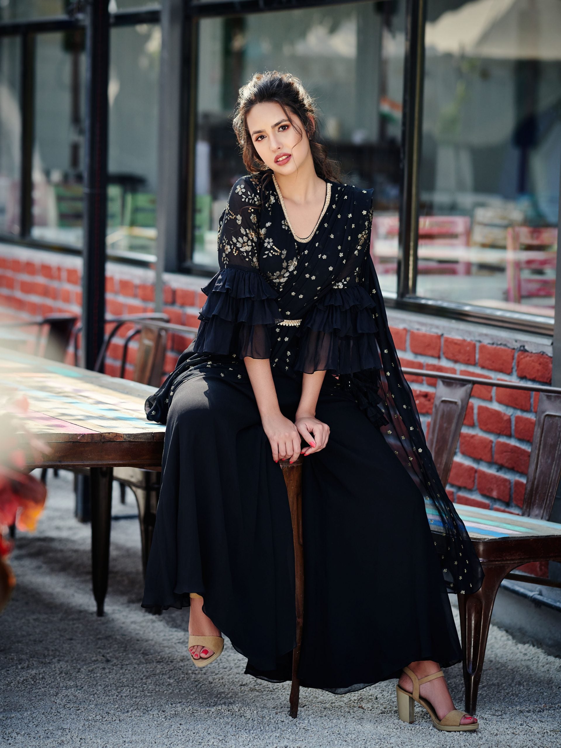 Black Pant Saree image 1