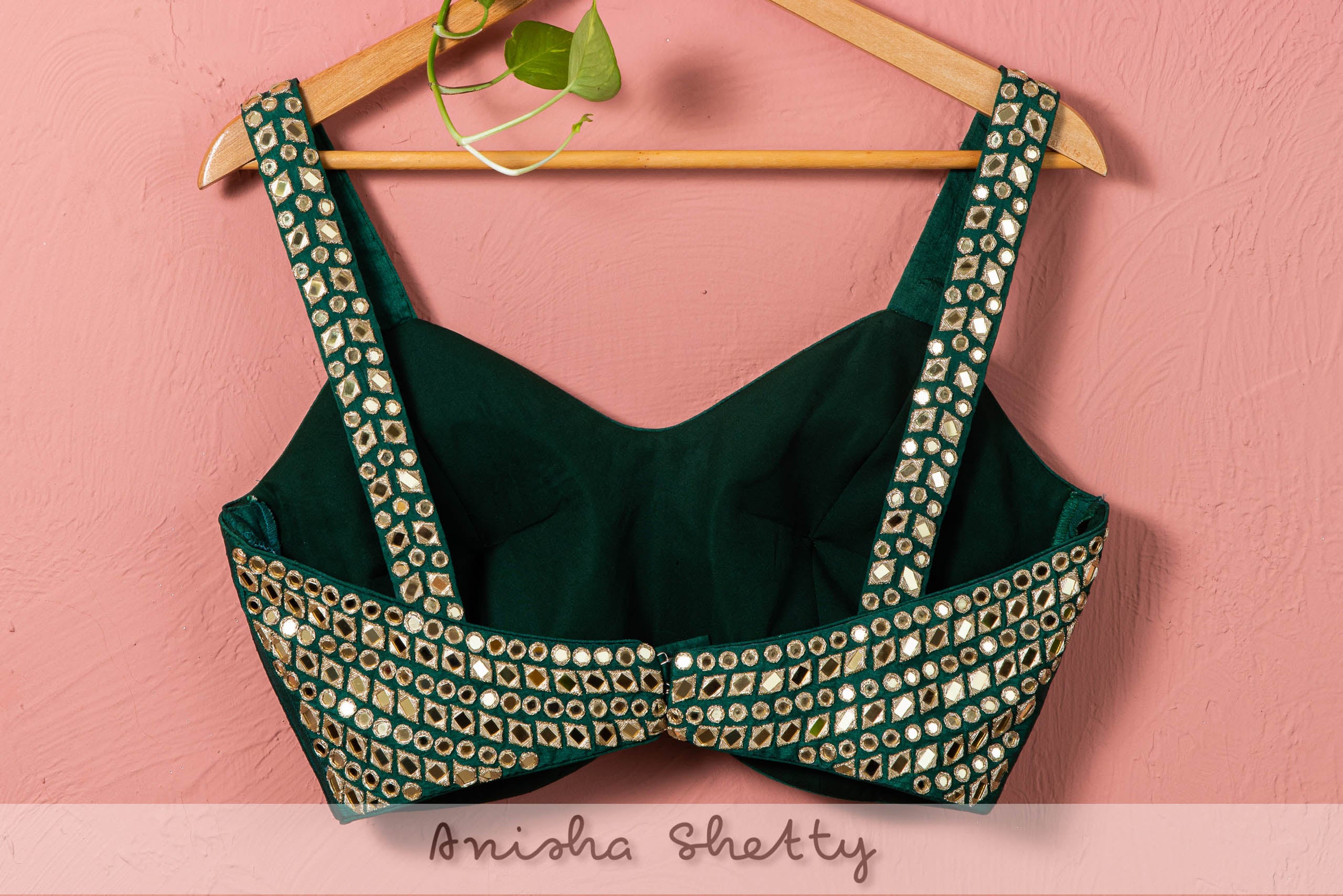Forest Green Mirror Organza Lehenga Set image 2