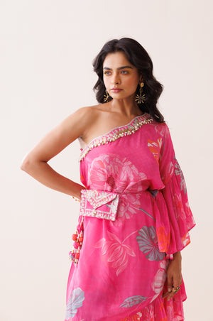 Pink One-Shoulder Co-ord Set image 3