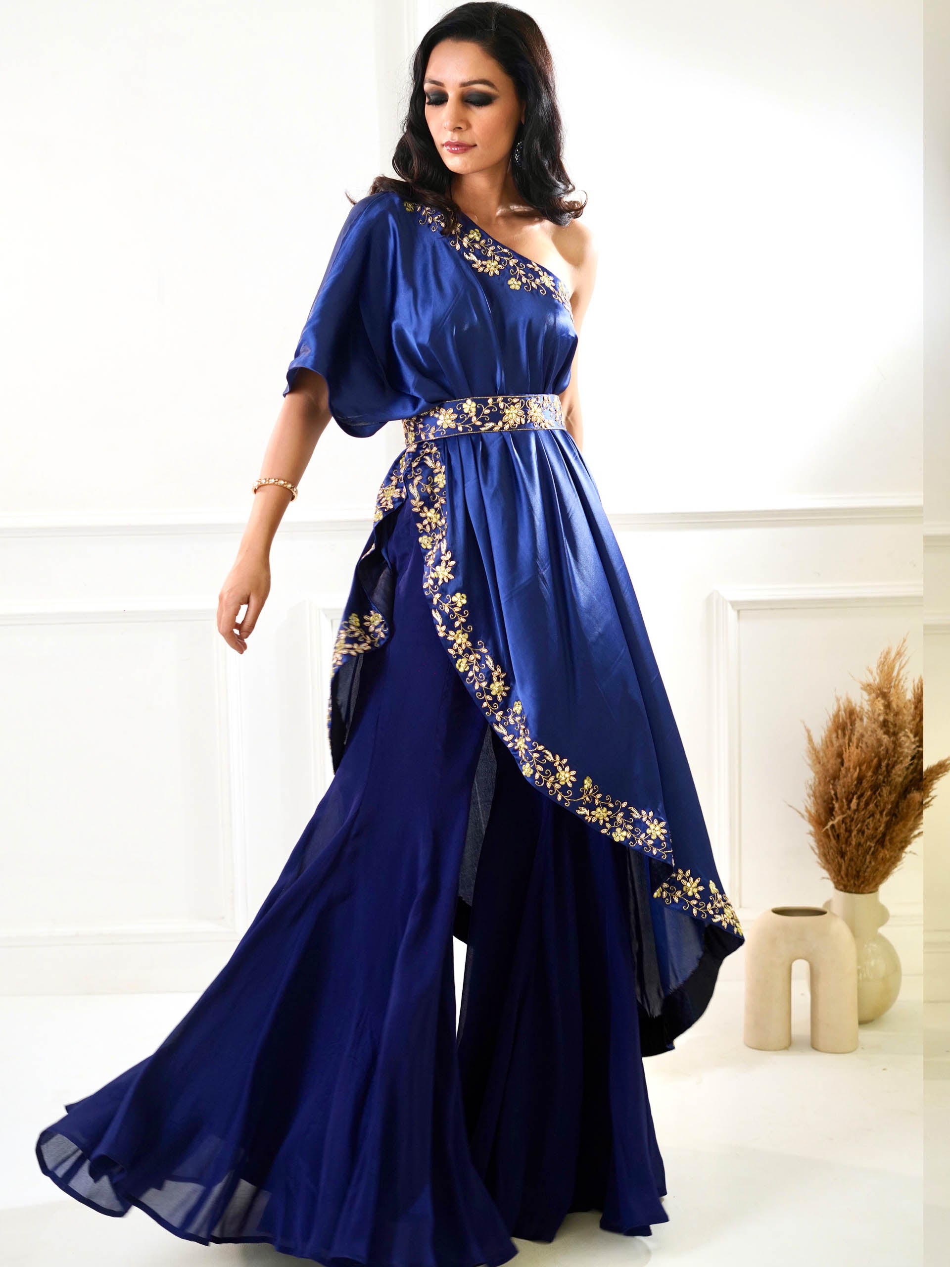 Sehar Navy Amber Cape Sharara Set image 5