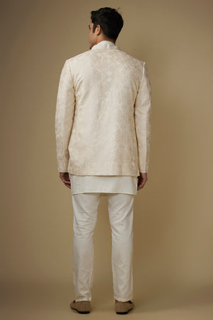Ivory Embroidered Indo Western Set image 2
