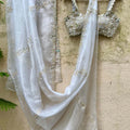Smokey Grey Mirror Saree Set image 0