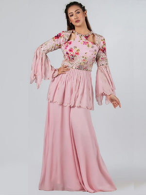 Light Pink Mirror Flared Pant Set - Custom image