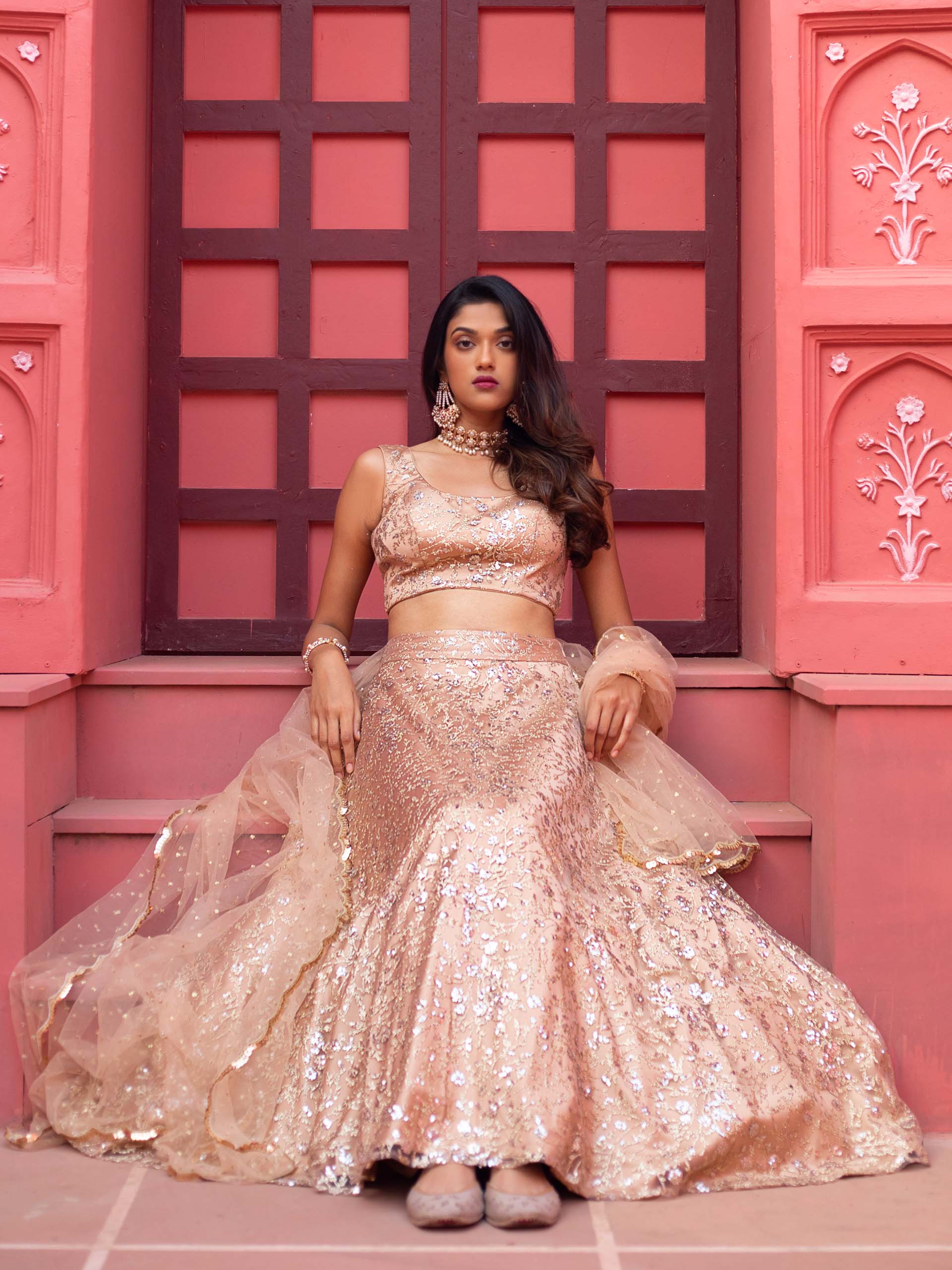 Gold Shimmer Lehenga Set image 2
