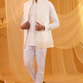 White Embroidered Indowestern Set image 0