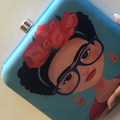 Frida Teal Printed Clutch image 0