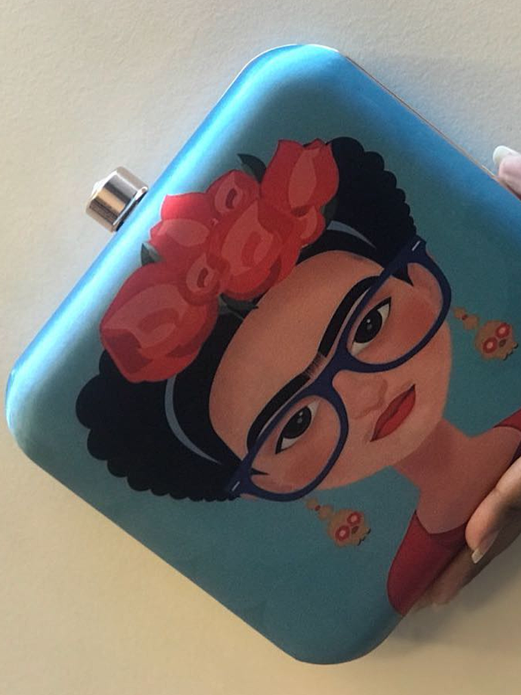 Frida Teal Printed Clutch image 0