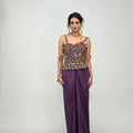 Plum Highlighted Badla Corset Skirt Set image 0