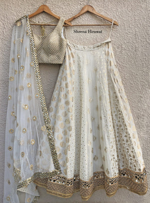 White Multi Kali Lehenga with Threadwork Blouse - Custom image
