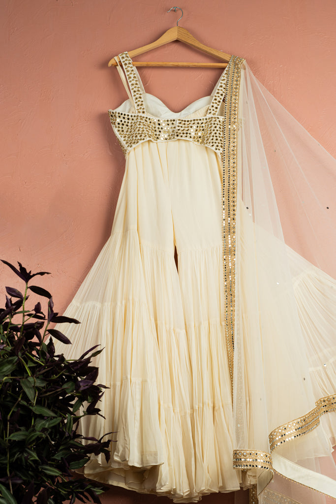 Ivory Mirror Brilliance Blouse with Sharara Set image 3