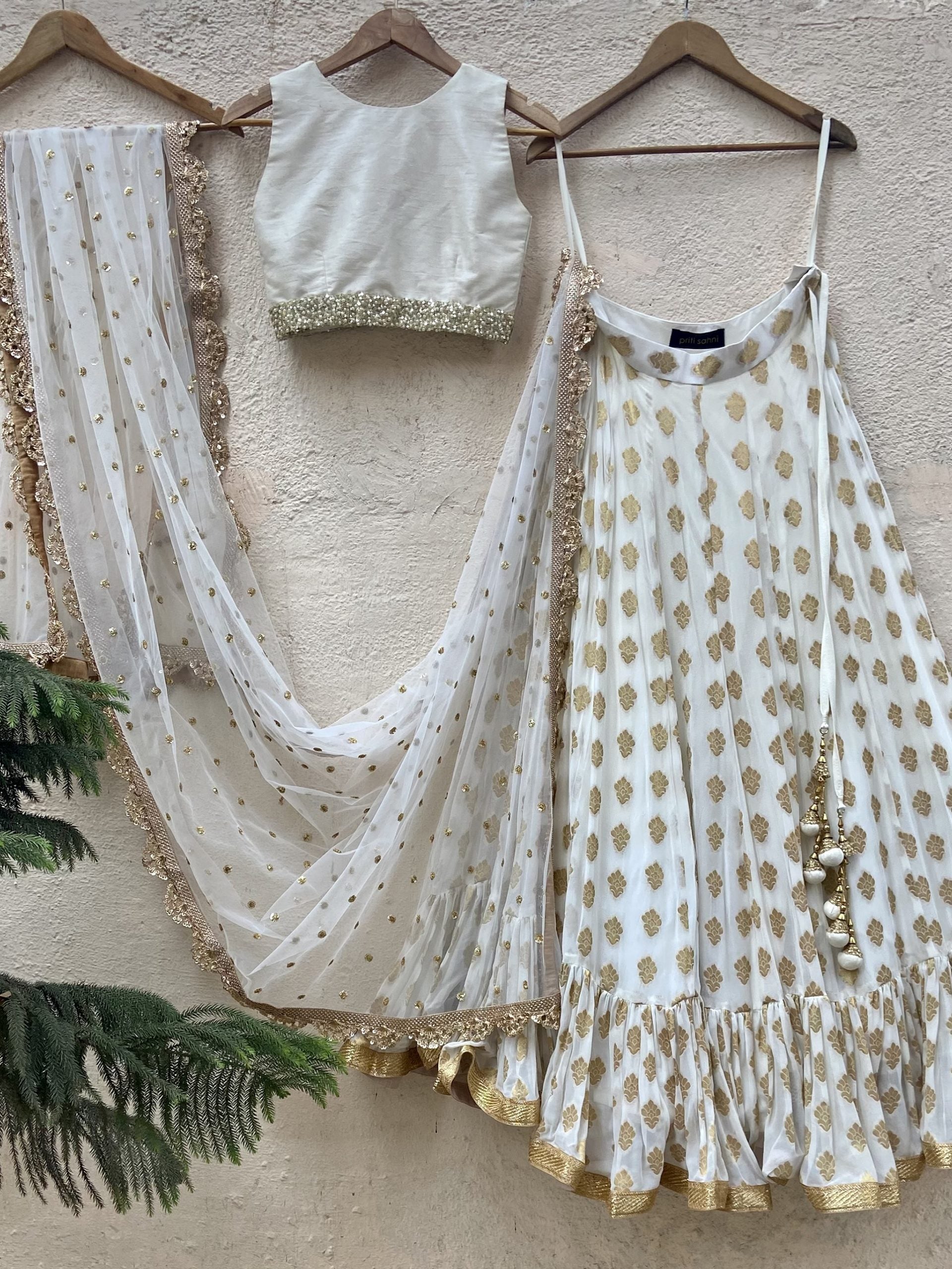Ivory Ruffle Lehenga Set image 1