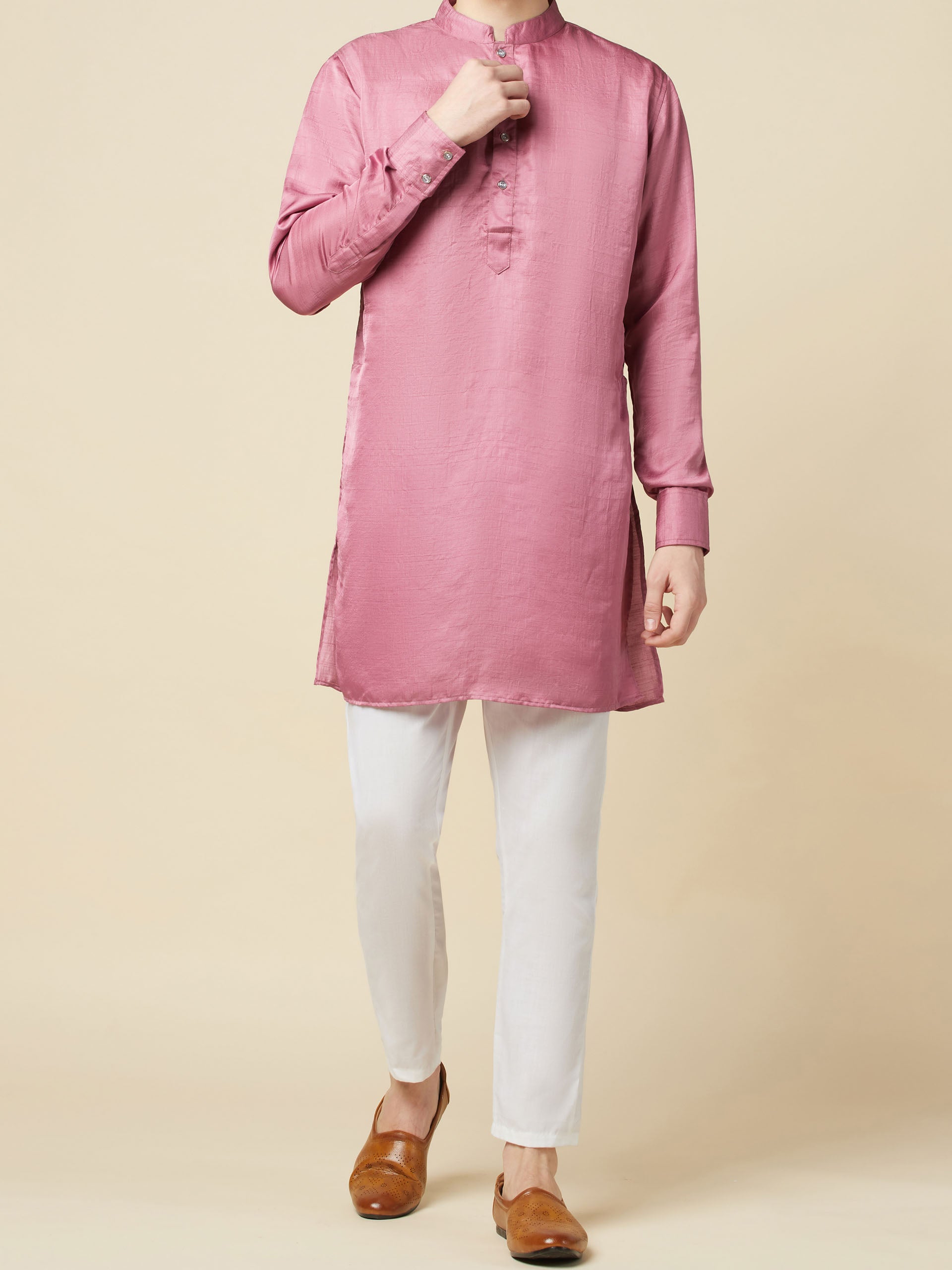 Mauve Kurta Bundi Jacket Set image 8