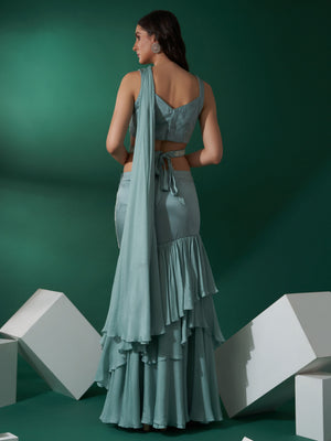 Sea Green Mermaid Lehenga Set image 3
