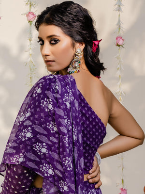 Purple Pre Draped Saree Se image 2