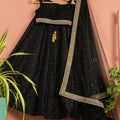 Charcoal Black Shimmer Lehenga Set image 0
