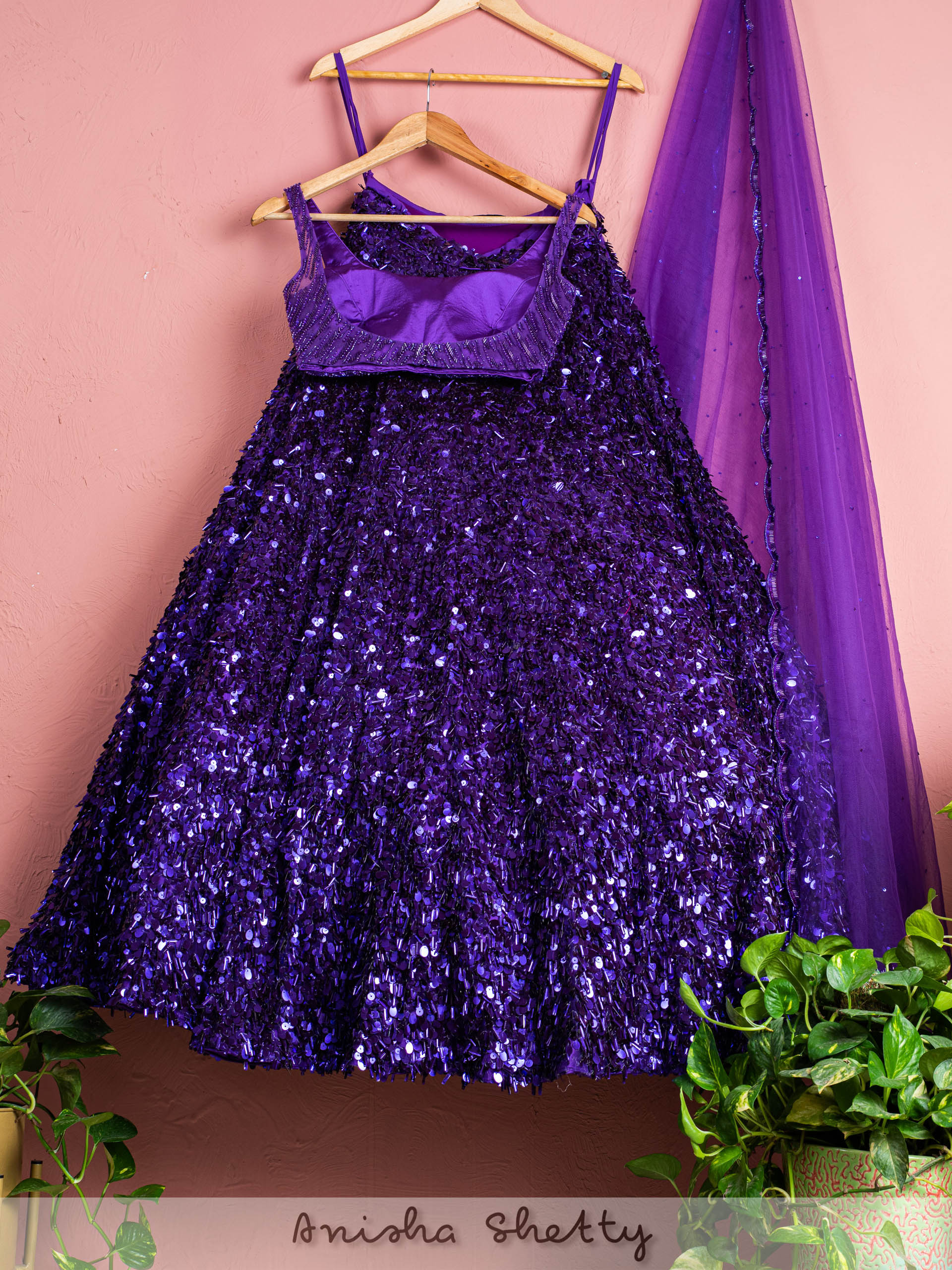 Purple Shimmer Lehenga Set image 1