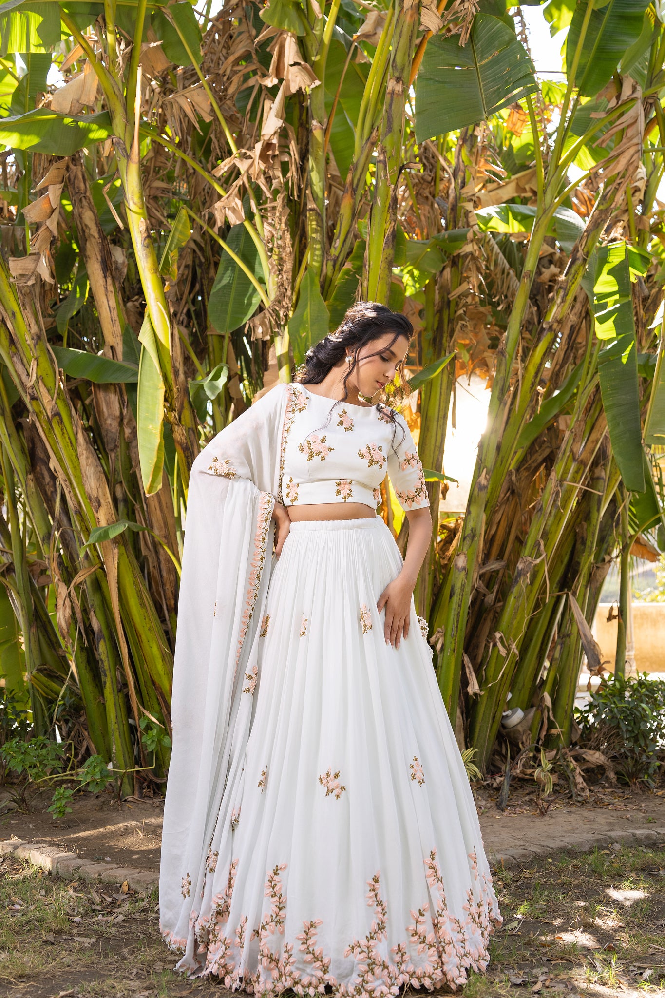 Light Blue Thread Embroidered Lehenga Set image 1