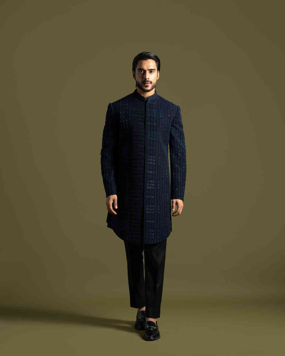 Blue Achkan Set - L image
