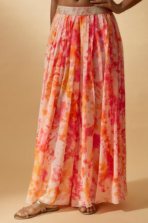 Multi Colored Pure Georgette Tie-Dye Pant Set image 3